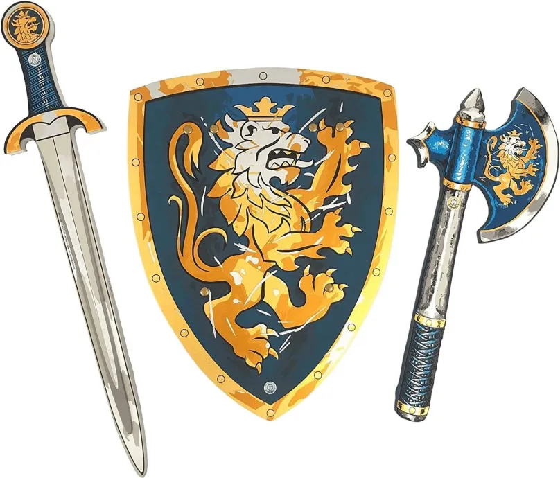 Meč Liontouch Rytiersky set, modrý - Meč, štít, sekera