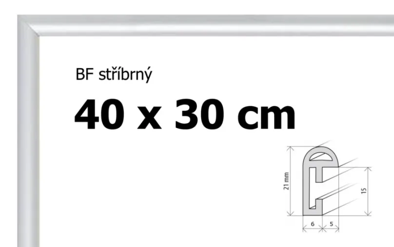 BFHM Plastový rám 40x30cm - strieborný