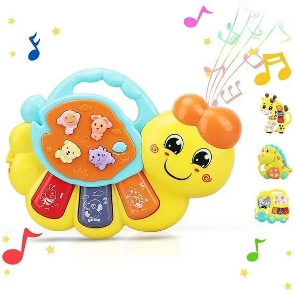 Hudobná hračka Bavytoy Interaktívne piánko húsenica žltá