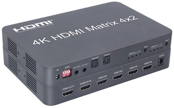 Switch PremiumCord HDMI matrix switch 4: 2 s audiom, 4Kx2K a FULL HD 1080p