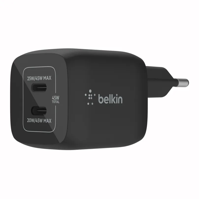 Nabíjačka do siete Belkin Boost Charge 45W PD PPS Dual USB-C GaN Charger Universal, Black