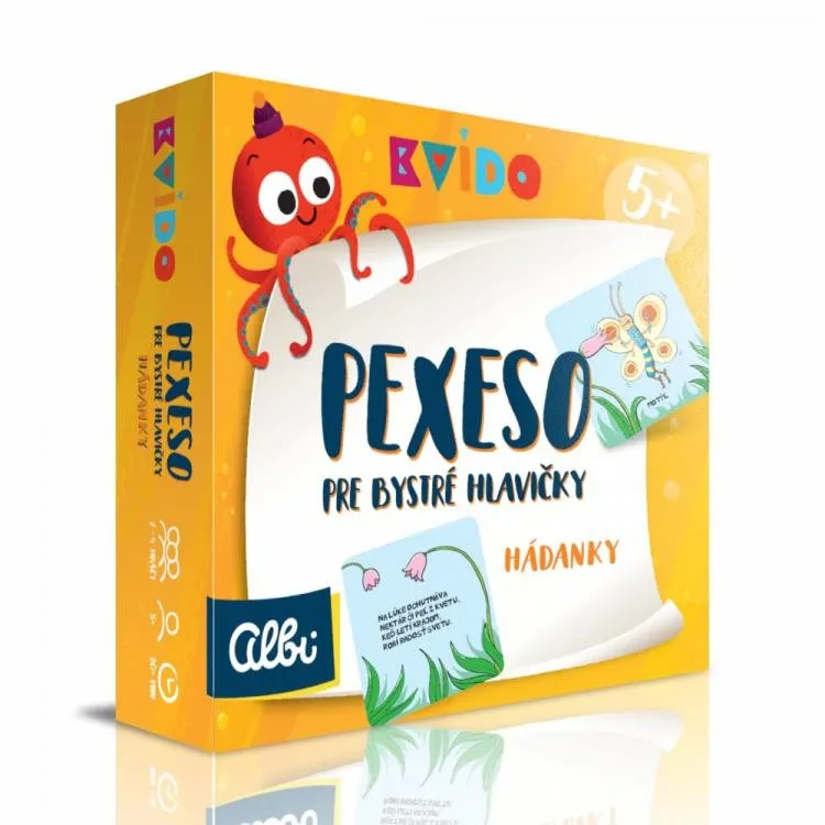 Pexeso Kvído - Pexeso pre bystré hlavičky Hádanky, vhodné pre deti od 5 rokov, hra na 20 m