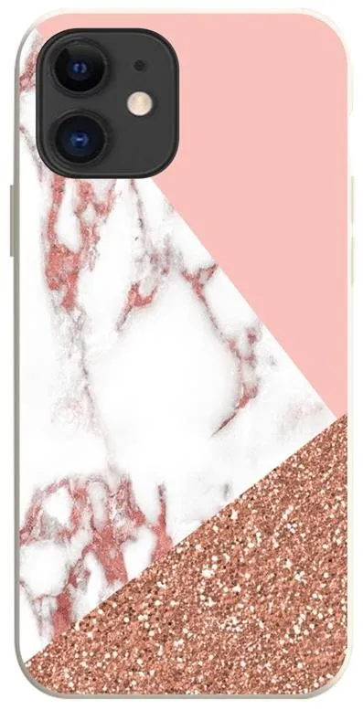 Kryt na mobil TopQ Kryt iPhone 11 Mramor ružový glitter 75343