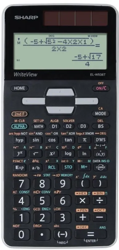 Kalkulačka SHARP EL-W506TBSL, vedecká, solárne aj batériové napájanie, 16miestny bodový di