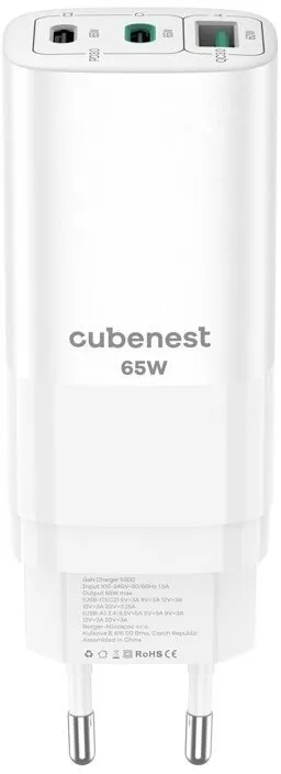 Nabíjačka do siete CubeNest S3D0 GaN Adaptér 65W biela