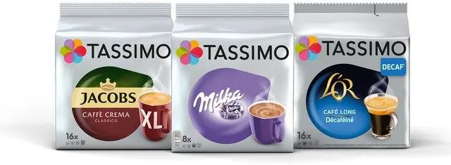 Kávové kapsule Tassimo PACK Alza II - Crema XL, Milka, Decaf