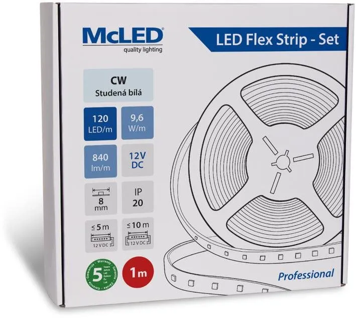 LED pásik McLED Set LED pásik 1m, CW, 9,6W/m