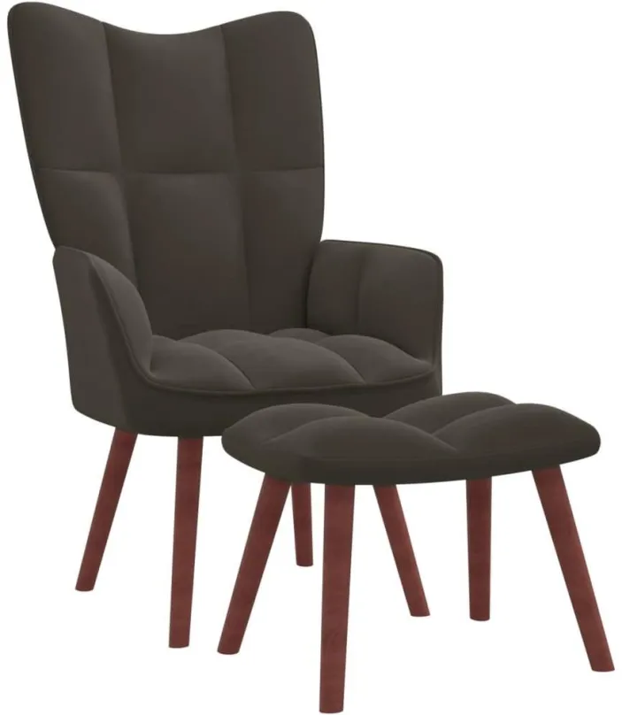 Kreslo Relaxačné kreslo so stoličkou tmavo šedé zamat, 328063