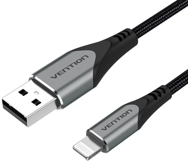 Dátový kábel Vention Lightning MFi USB 2.0 Braided Cable (C89) Gray Aluminum Alloy Type