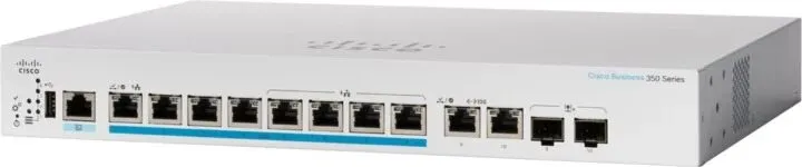 Switch CISCO CBS350 Managed 8-port 2.5GE, PoE, 2x10G combo, do čajky, 8x RJ-45, 1x USB 2.0