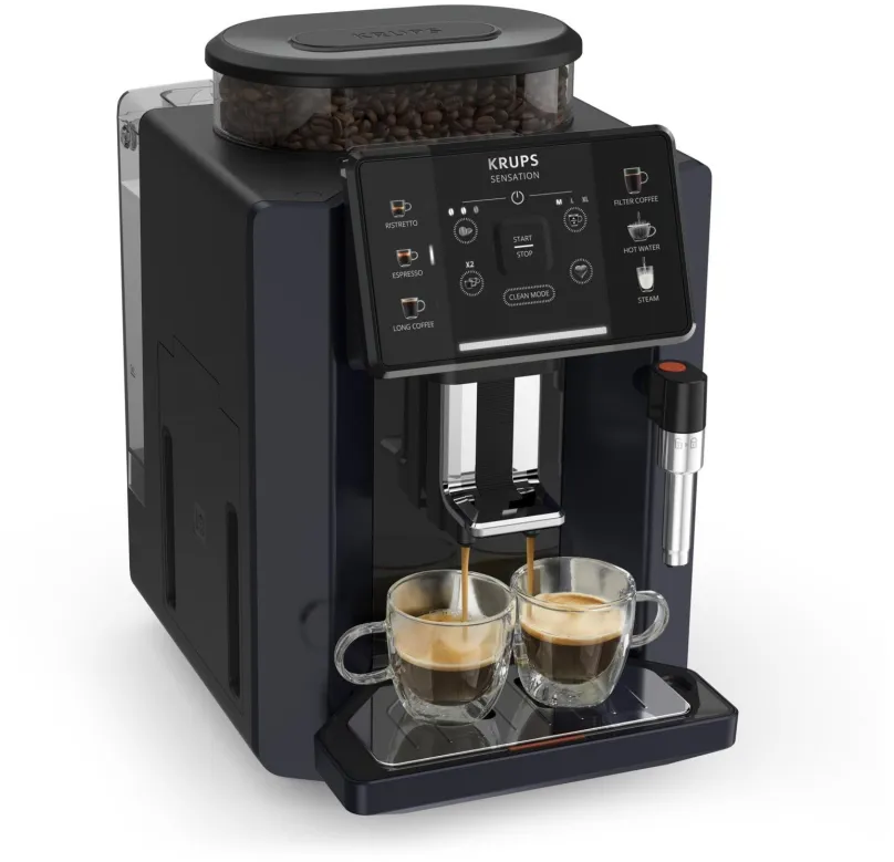 Automatický kávovar KRUPS EA910B10 Sensation C50, s príkonom 1 450 W, farba tmavo modrá/če
