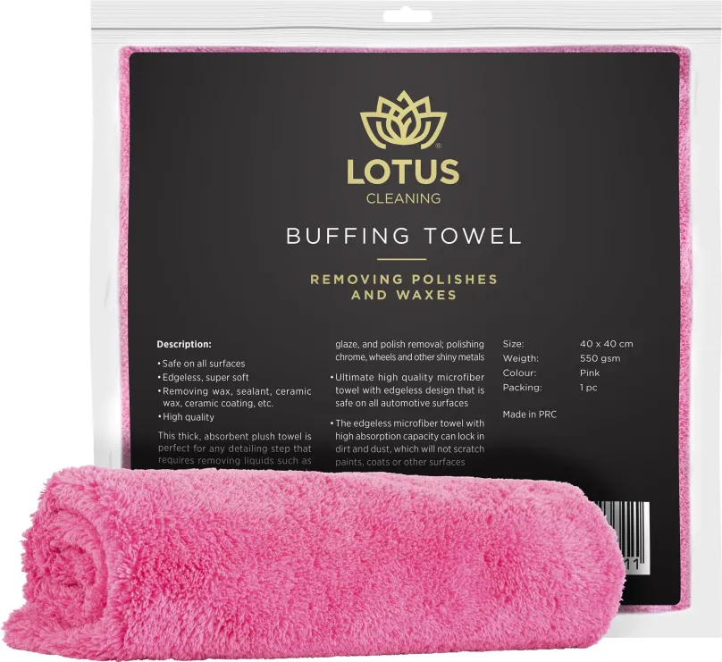 Mikrovláknová utierka Lotus Pink Buffing Towel 550gsm