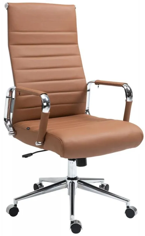 Kancelárska stolička BHM GERMANY Kolumbus, pravá koža, svetlo hnedá