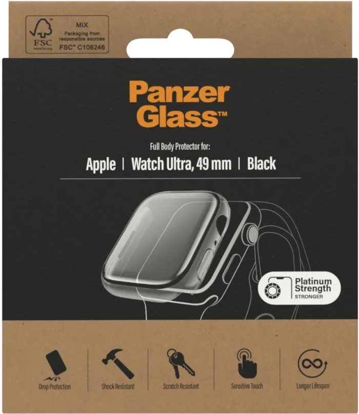 Ochranný kryt na hodinky PanzerGlass Full Protection Apple Watch Ultra 49mm (čierny rámček)