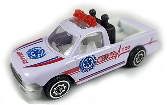 Auto Mikro trading Vozidlo ambulancie pickup biely 7 cm kov 1:64 voľný chod