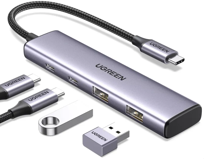 USB Hub UGREEN 4-Port USB-C Hub, pripojenie pomocou USB 3.2 Gen 1 (USB 3.0), USB-C male, U