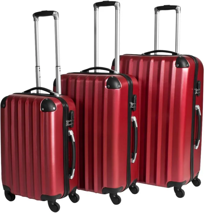Sada kufrov Sada 3 pevných cestovných kufrov červená