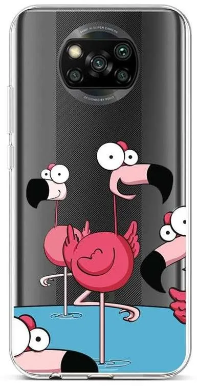 Kryt na mobil TopQ Xiaomi Poco X3 silikón Cartoon Flamingos 60860