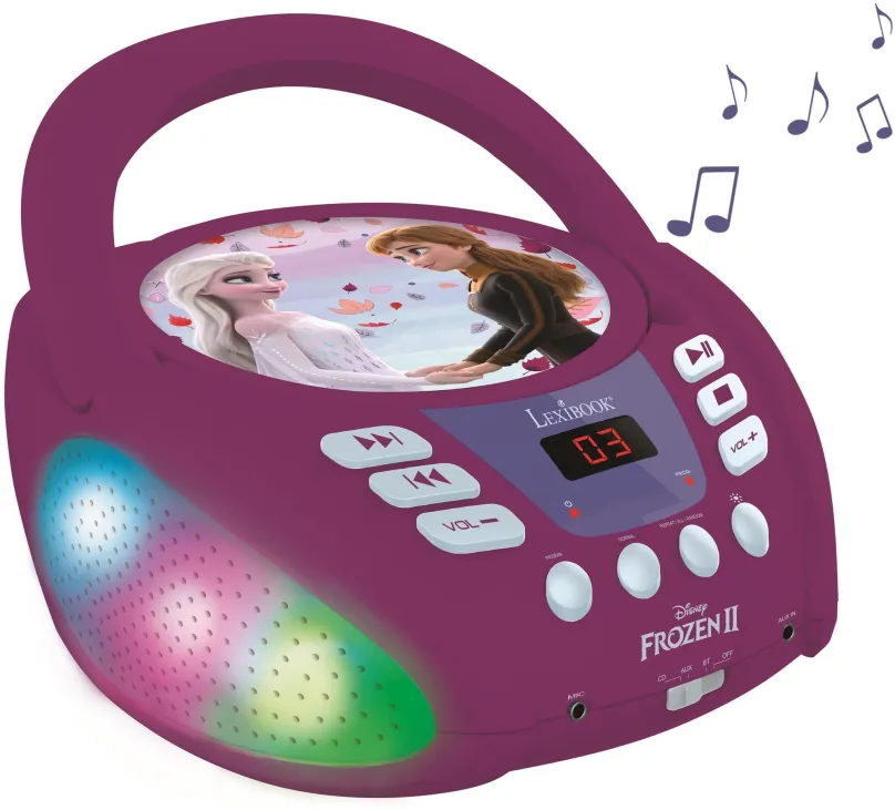 Hudobná hračka Lexibook Disney Frozen Bluetooth CD prehrávač so svetlami