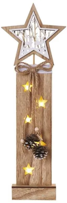 Vianočné osvetlenie EMOS LED dekorácia drevená - hviezdy, 48 cm, 2x AA, vnútorná, teplá biela, časovač