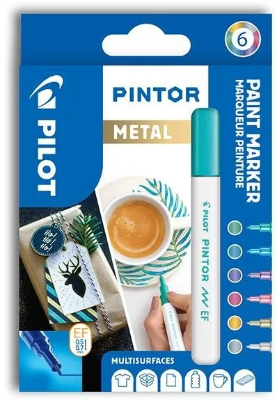 Popisovače PILOT Pintor Extra Fine Metal, súprava 6 ks