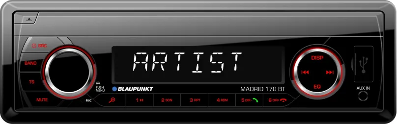 Autorádio BLAUPUNKT Madrid 170 BT, bez mechaniky, 4×40 W, 1 DIN, FM tuner, slot pre SD, US