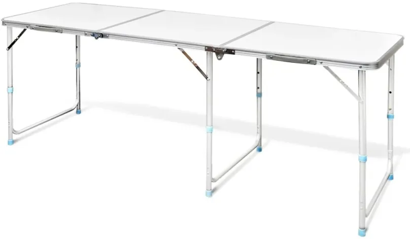 Kempingový stôl Skladací kempingový stôl s nastaviteľnou výškou, hliníkový 180 x 60 cm