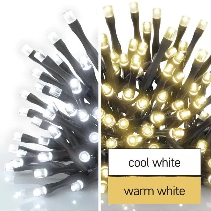 Svetelná reťaz EMOS LED vianočná reťaz 2v1, 10 m, vonkajšia aj vnútorná, teplá/studená biela, programy