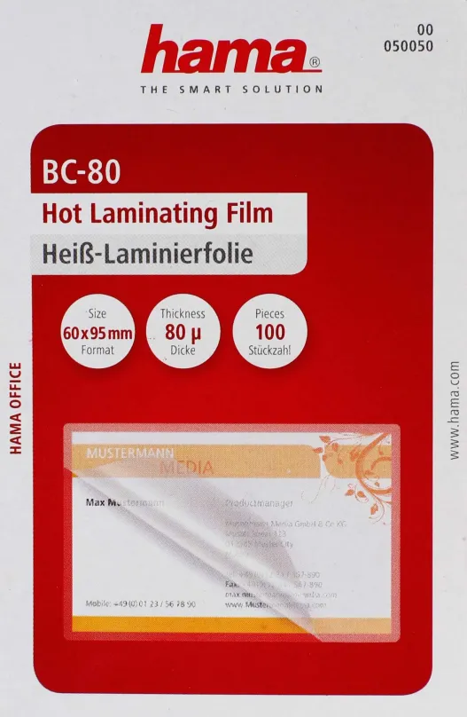 Laminovacie fólie HAMA 60 x 95 mm/160 lesklé - balenie 100 ks