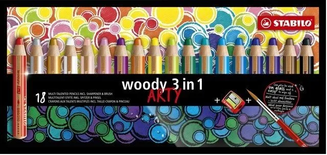 Pastelky STABILO woody ARTY 3 v 1, 18 farieb