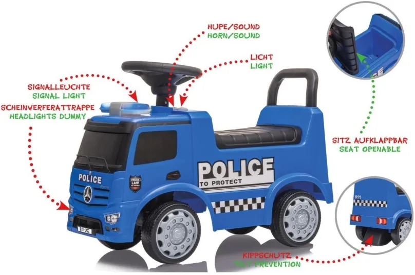 Odrážadlo Jamara Push-Car Mercedes-Benz Antos Polícia