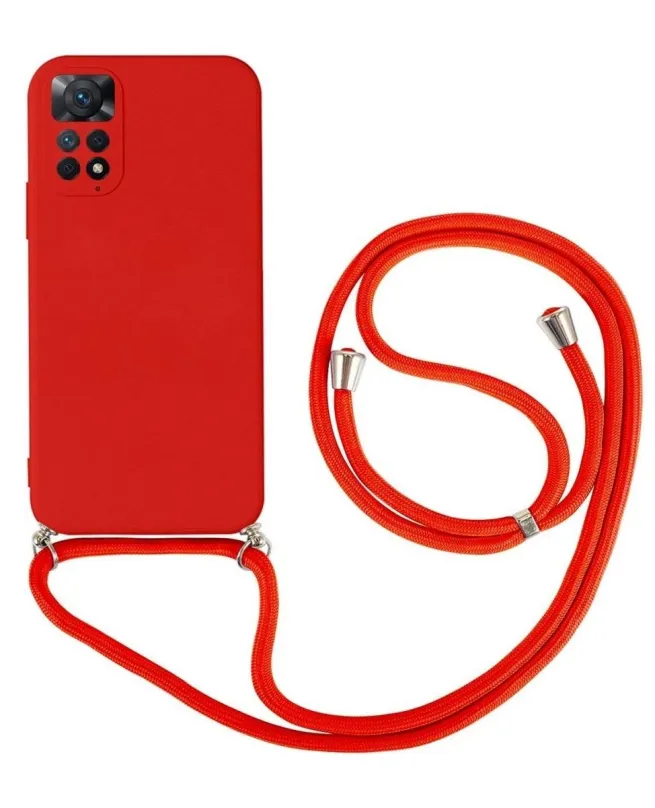 Kryt na mobil TopQ Kryt Xiaomi Redmi Note 11 Pre červený so šnúrkou 91382