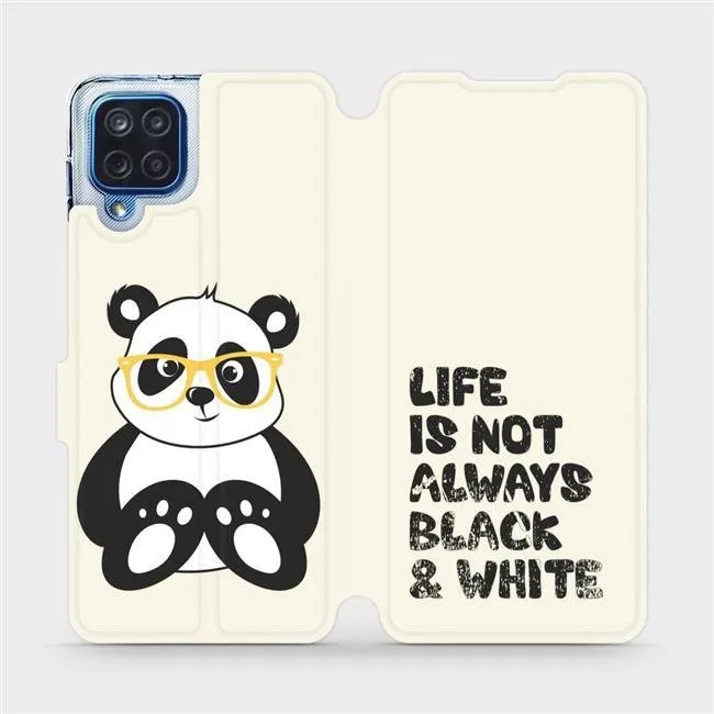 Kryt na mobil Flipové puzdro na mobil Samsung Galaxy M12 - Panda M041S - life is not always black and white