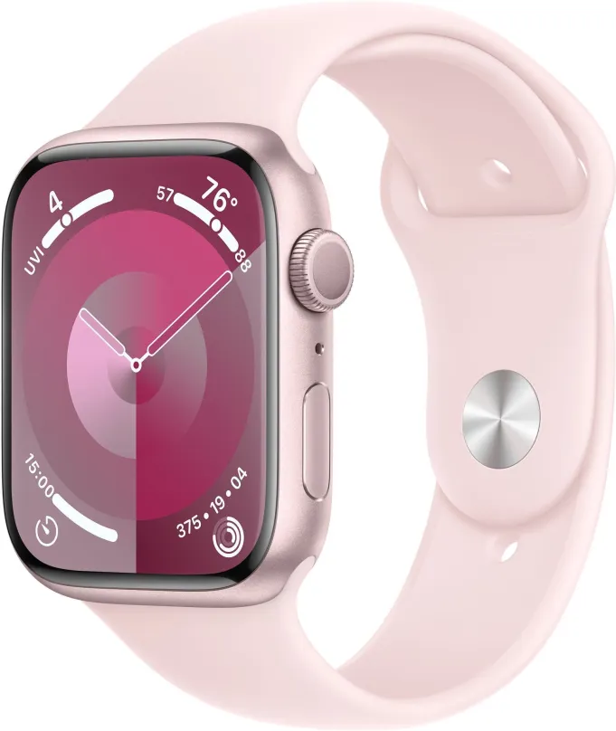 Chytré hodinky Apple Watch Series 9 45mm Ružový hliník so svetlo ružovým športovým remienkom - M/L