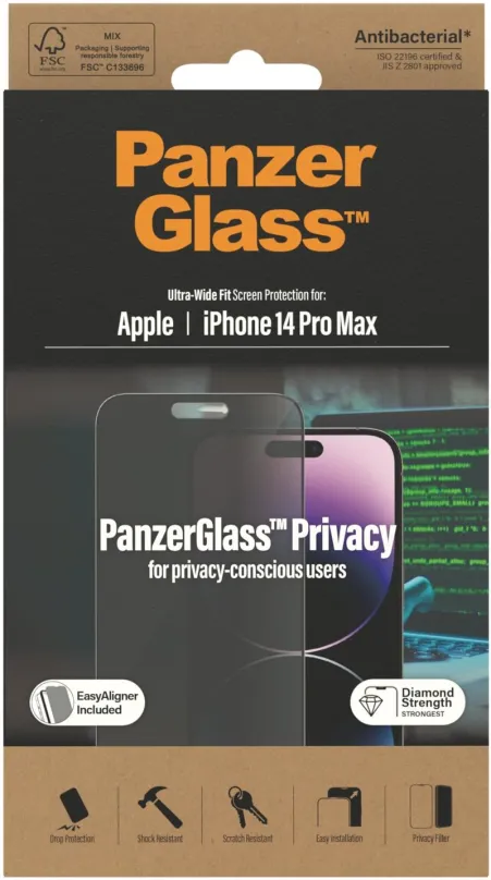 Ochranné sklo PanzerGlass Privacy Apple iPhone 14 Pro Max s inštalačným rámčekom