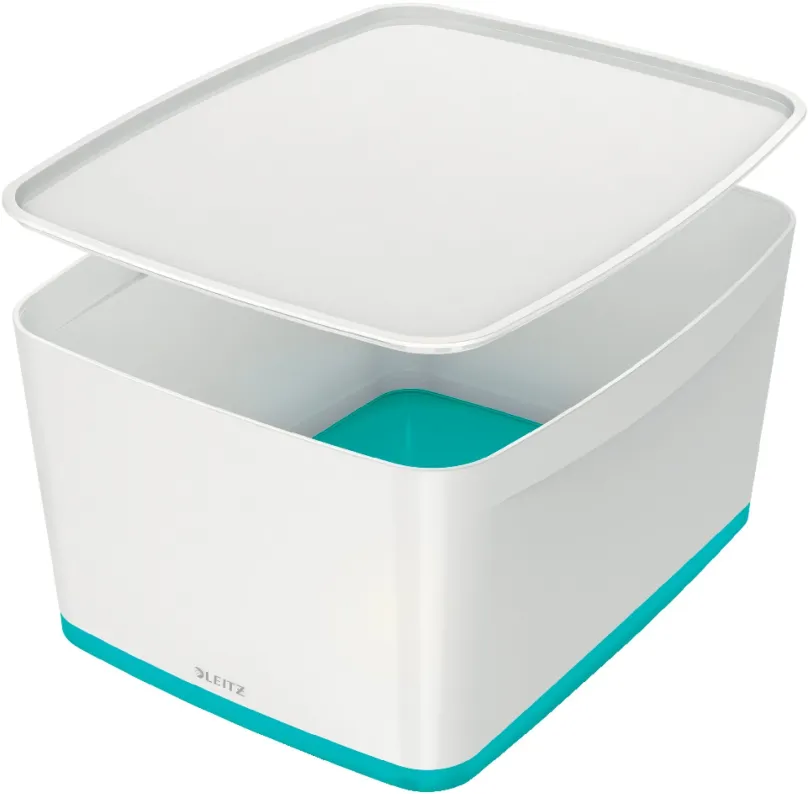 Úložný box Leitz WOW MyBox, veľkosť L, biela/ľadovo modrá