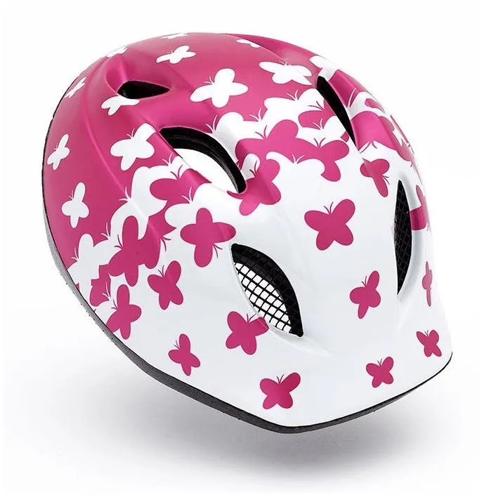 Helma na bicykel MET prilba SUPER BUDDY detská motýliky/ružová/biela matná M/L