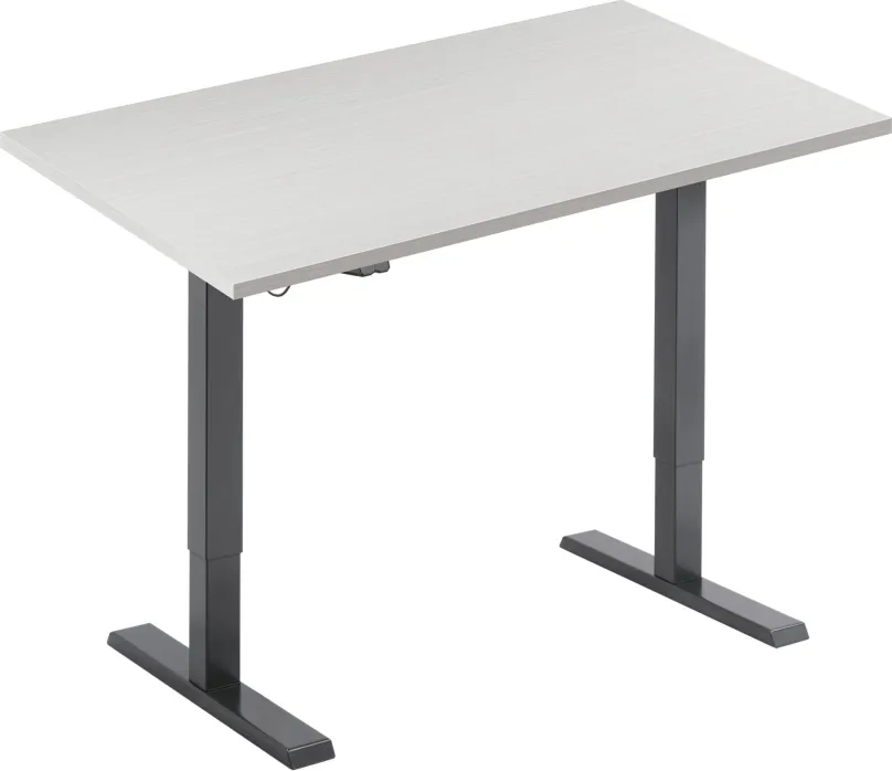 Výškovo nastaviteľný stôl AlzaErgo Table ET2.1 čierny + doska TTE-12 120x80cm lamino biely dub