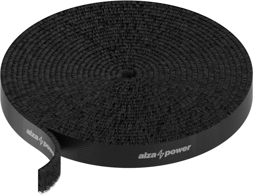 Organizér káblov AlzaPower VelcroStrap+ Roll 5m čierna