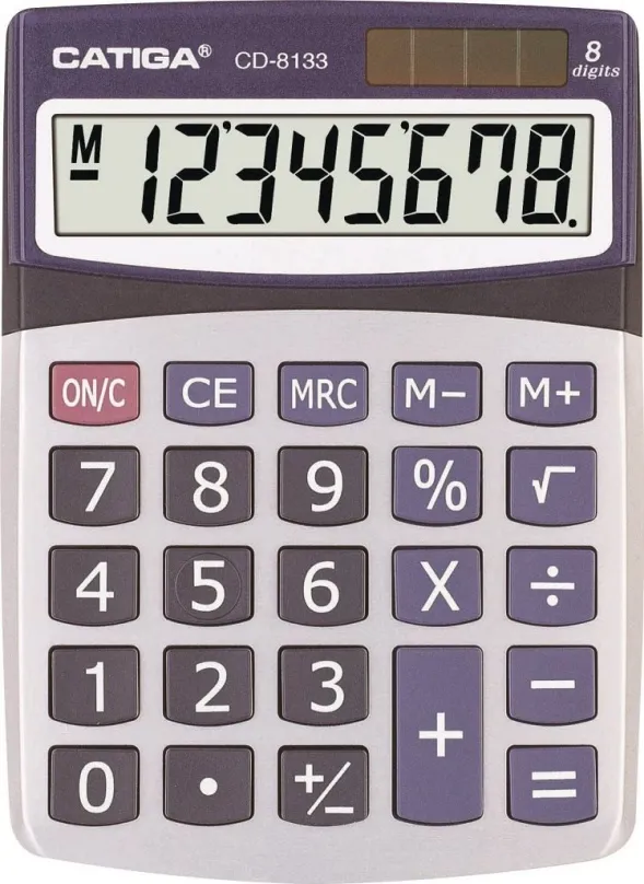 Kalkulačka CATIGA CD-8133, stolné, solárne aj batériové napájanie, 8miestny 1riadkový disp