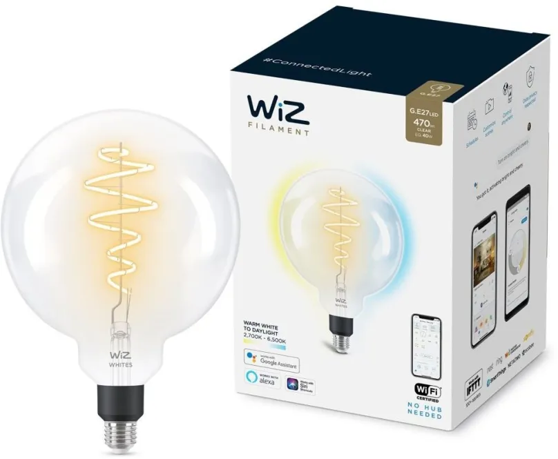 WiZ Tunable white 8718699786731 inteligentná LED filamentová žiarovka E27 | 1x6,5W | 470lm | 2700-6500K - tvar globe