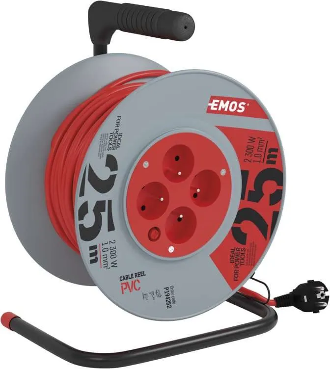 Predlžovací kábel Emos PVC predlžovací kábel na bubne - 4 zásuvky 25m