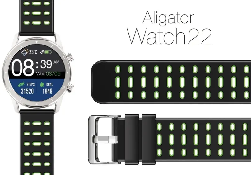 Remienok Aligator Watch 22 mm silikónový remienok Duálny zelený
