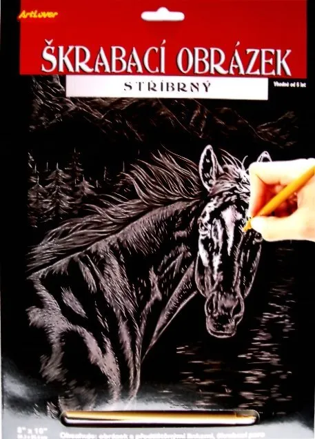 ARTLOVER Škrabací obrázok strieborný Kôň 20x25cm