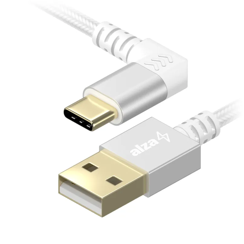 Dátový kábel AlzaPower 90Core USB-C 1m strieborný