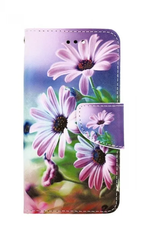 Puzdro na mobil TopQ iPhone SE 2020 knižkové Fialové kvety 62614