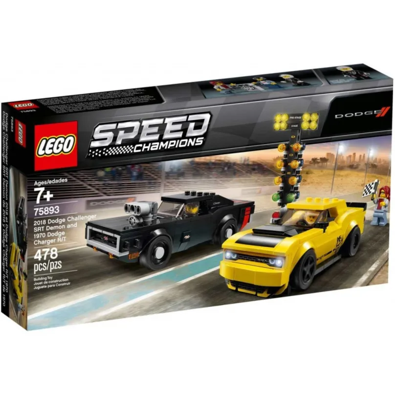 LEGO stavebnice LEGO Speed Champions 75893 2018 Dodge Challenger SRT Demon a 1970 Dodge Charger R / T