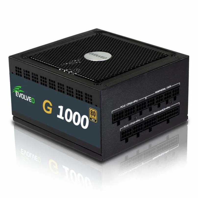 Počítačový zdroj EVOLVEO G1000, 1000W, ATX, 80 PLUS Gold, účinnosť 90%, 4 ks PCIe (8-pin/