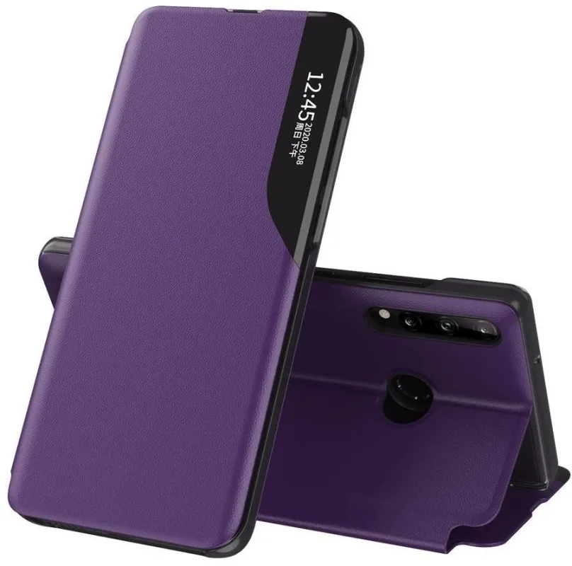 Puzdro na mobil Eco Leather View knižkové puzdro na Huawei P40 Lite E, fialové