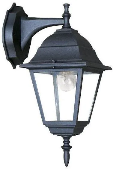 Záhradné osvetlenie Vonkajší nástenný lampáš HI6042B max. 60W/E27/IP45, čierna